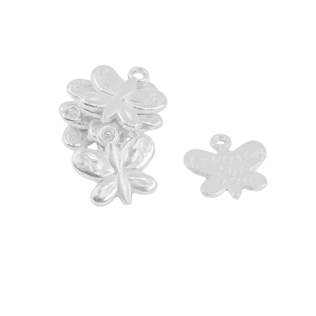 50Pieces Created for You Butterfly Charm Pendant DIY Jewelry Findings Silver