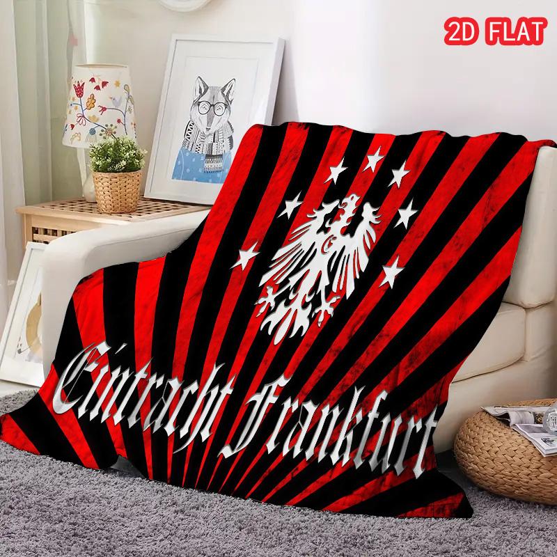 1pz Coperta in Flanella con Stampa Eintracht Frankfurt, Alta Qualità, Confortevole per Tutte le Stagioni, Decorazione per la Casa, Calore e Comfort