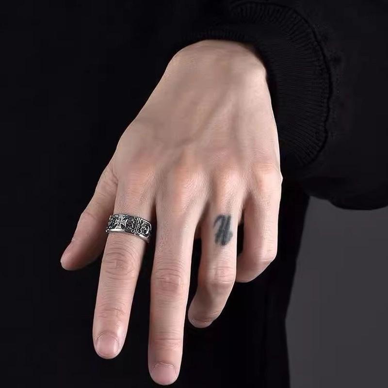 1Pcs Bague Homme Rings Cross Figure Para Hombres  Vintage Y2k Anel Punk Gothic Couple Ring Adjustable Nuevo En Anill