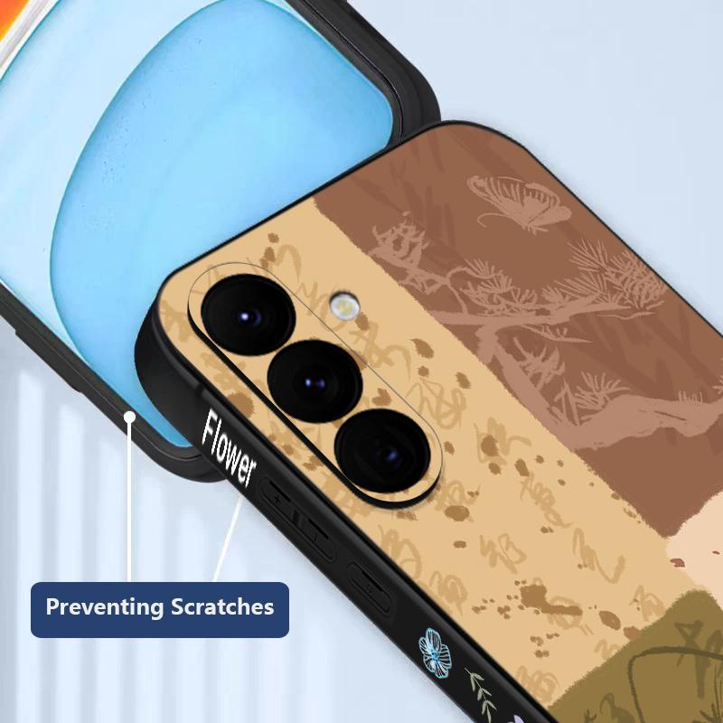 Custodia con Motivo Floreale Pittura ad Olio per Samsung S26 S25 Ultra S24 S23 S22 Plus S21 FE A15 A16 A17 A35 A36 A54 A55 A56 5G Cover Morbida in Silicone