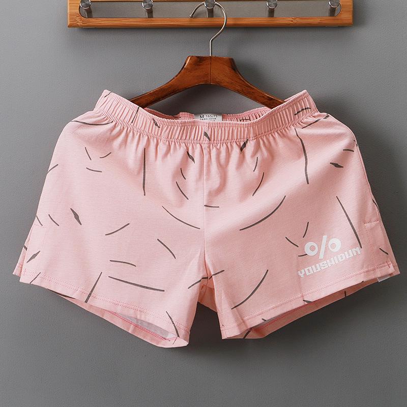 Men's Mid-Waist Cotton Boxer Briefs: Comfortable, Breathable Pajama and Home Pants with Flat-Leg Design