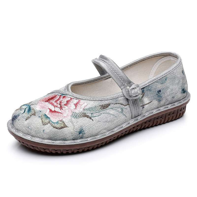 

Весенне-осенние этнические вышитые туфли в китайском стиле, одинарные туфли, обувь для древнего костюма феи Ханфу, обувь для мамы, старые северные тканевые туфли w 37 серый