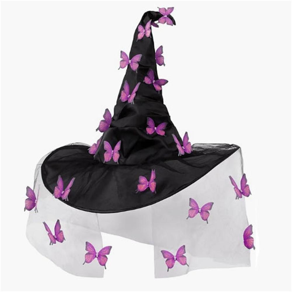 Halloween Witch Hat Mysterious Cosplay Witch Hat Butterfly Mesh Witch Hat Breathable For Halloween Adults Family Gathering