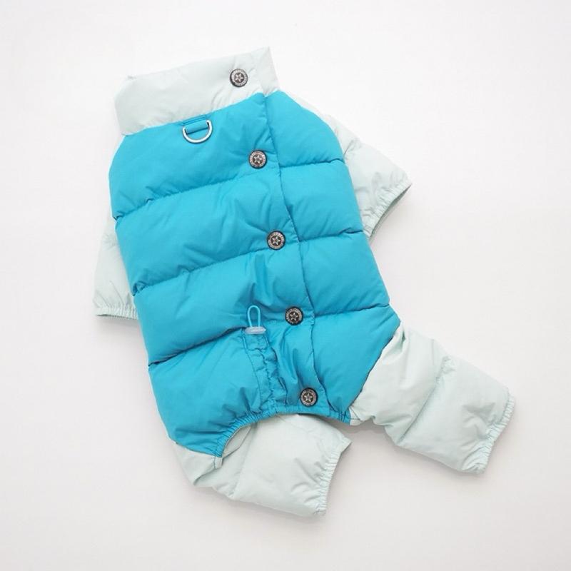 

90% White Duck Down Dog Clothes Jumpsuit Winter Pet Apparel Coat Pomeranian Poodle Bichon Schnauzer Clothing Puppy Costume S синій