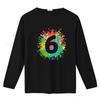 Womens 6Th Birthday T Shirt For Girls Boys 6 Paint Splashes Black 2XL Vintage Washed Graphic Comfortable Unisex Stretched