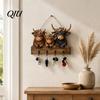 Decoración de Porche Exterior Halloween Entrada Colgador de Llaves con 4 Ganchos, Cartel de Madera Colgante, Estante de Decoración Interior para Montar en Pared para Llaves Bolsos y Correas,