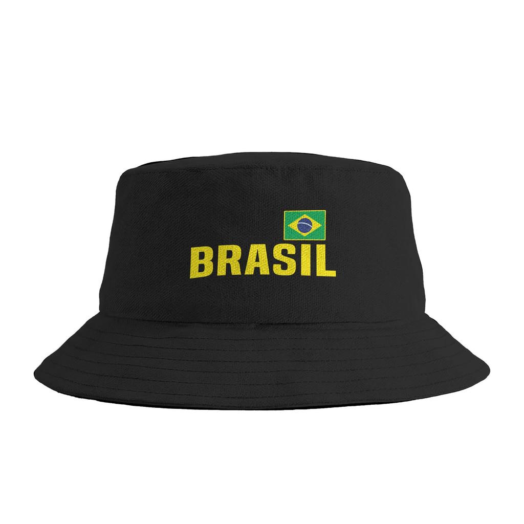 Brazil Brazilian Flag Brasil Graphic Bucket Hat Hip Hop FisherUnisex Caps Breathable Fishing Sun Hats For Couple Funny Design Cap