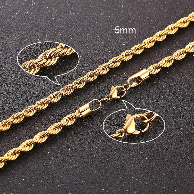 Vnox Dropshipping Rope Chain Necklaces for Men Women, Twisted Sigapore Links Choker, Basic Casual Rock Stainless Steel Collar