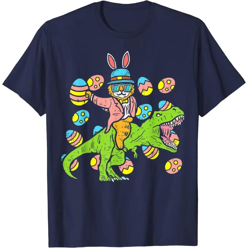 

Кот Пасхальный кролик верхом на динозавре Яйцо охота на динозавра мальчики дети футболка мужская одежда винтажная футболка футболки Four Seasons XXXXXL коричневый