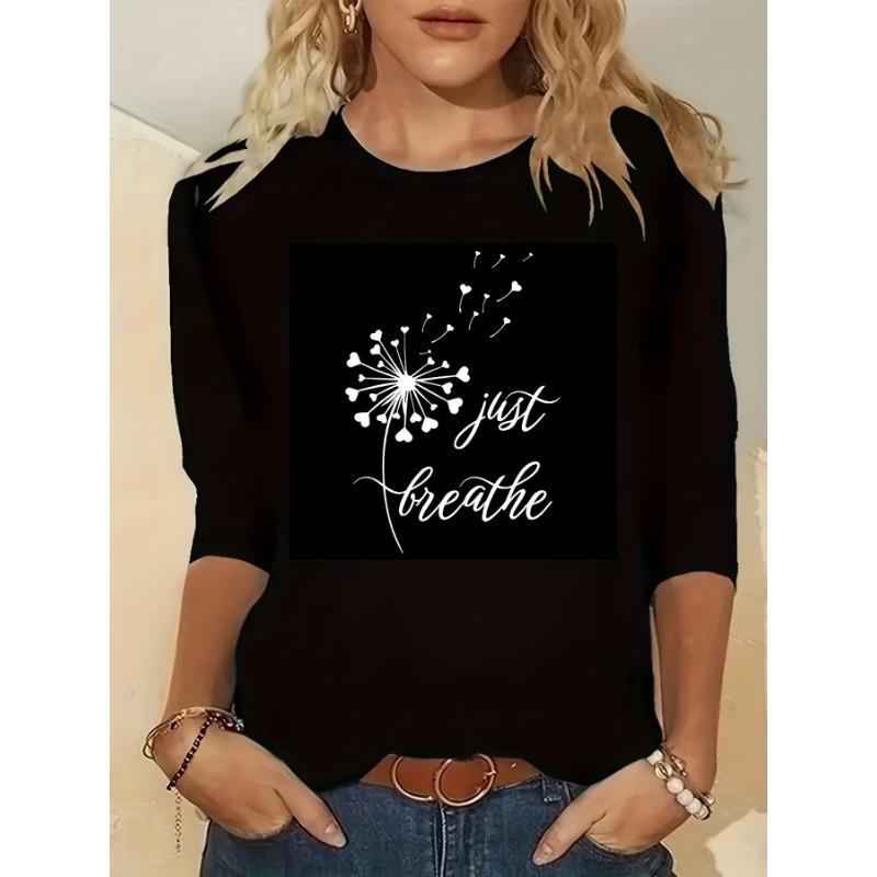Damen Frühjahrs- und Herbstkleidung Buntes Herz Aufdruck T-Shirt Langarm Rundhals Freizeit Oberteil