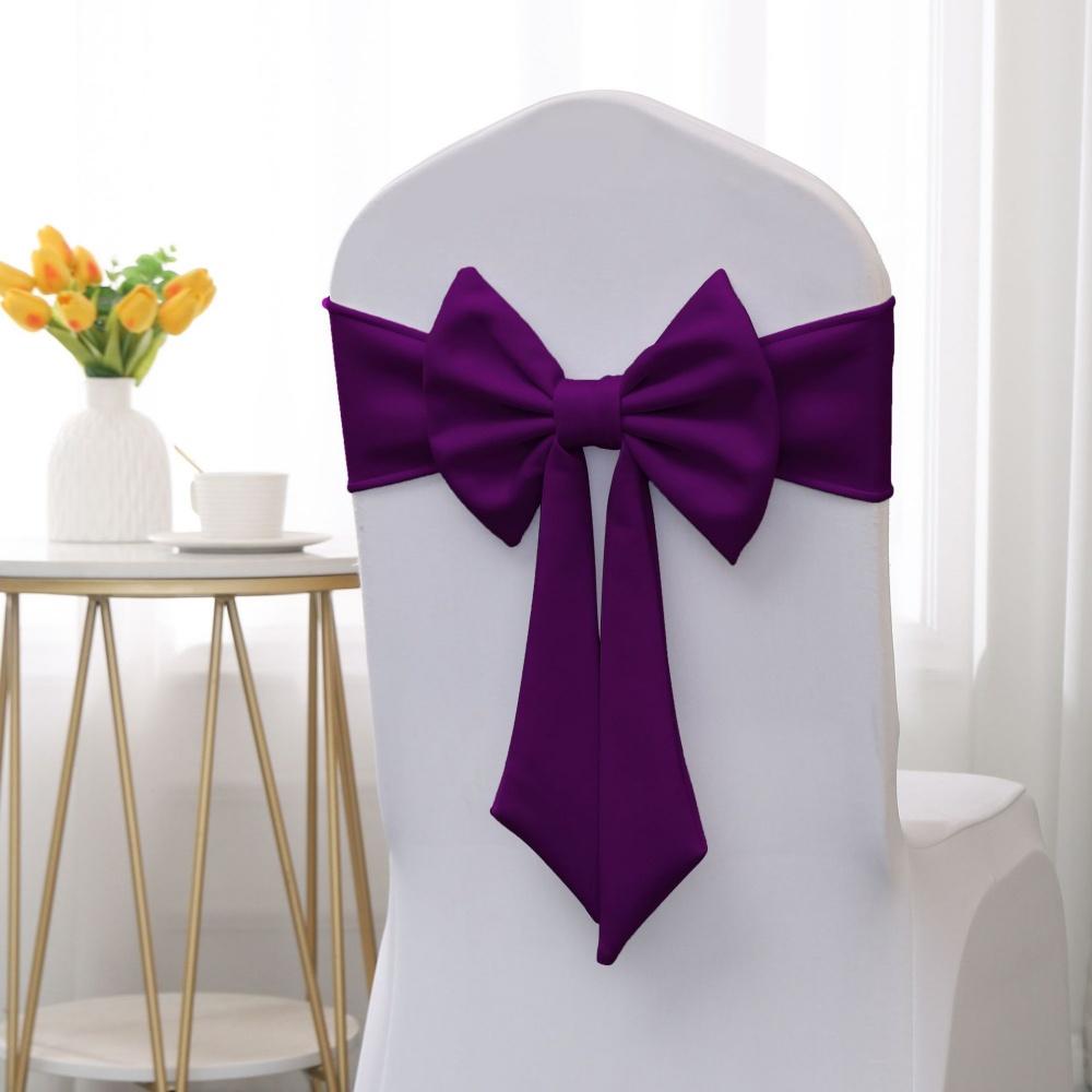 Christmas Chair Cover Bow New Sashes Elastic Bow Tie Chair Back Stretch Band Ribbons for Wedding Party Banquet Event Decoration