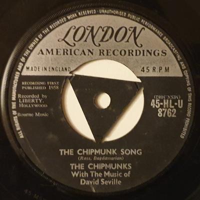 7inch Record CHIPMUNKS - The Chipmunk Song 45HLU8762 London Records, 1959 UK Pop Used
