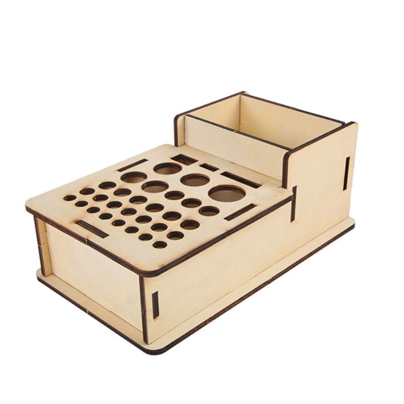 Wooden Leather Tool Holders, Leather Tools Storage Rack with Multiple Holes, Wooden Leather Craft Tools Organiser Stand