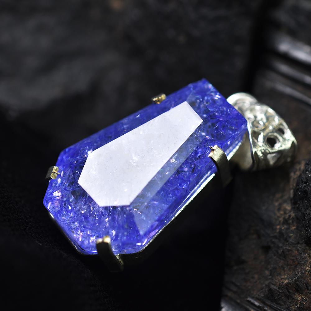 Natural Purple Tanzanite CERTIFIED 41.10 Ct Sterling Silver Fancy Gems Pendant MY.PD-169-NS