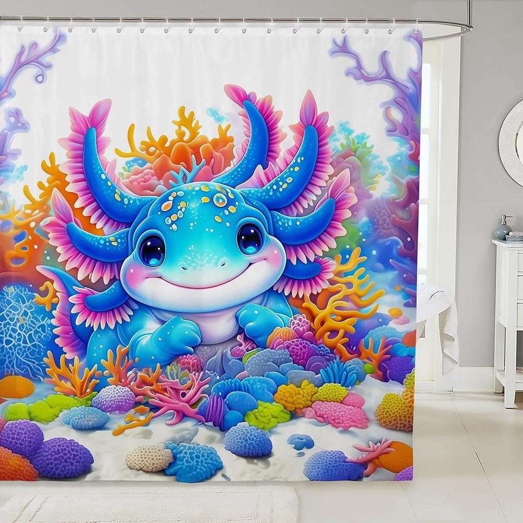 Pink Fox Shower Curtain Japanese Cherry Blossoms Bath Curtain Girls Teens Cute Cartoon Bathroom Shower Curtain Set Waterproof