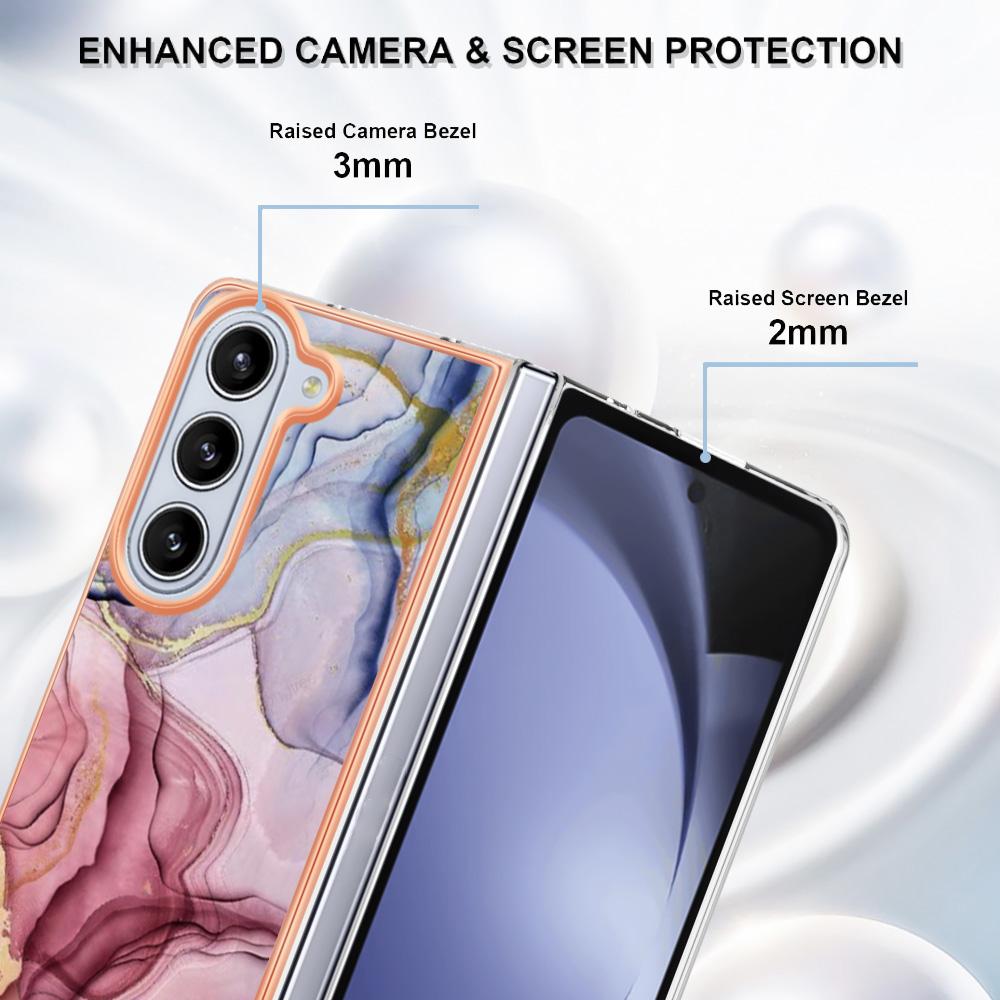 YB IMD Series-16 Style-E For Samsung Galaxy Z Fold5 5G TPU Case 2.0mm TPU Marble Pattern Cover