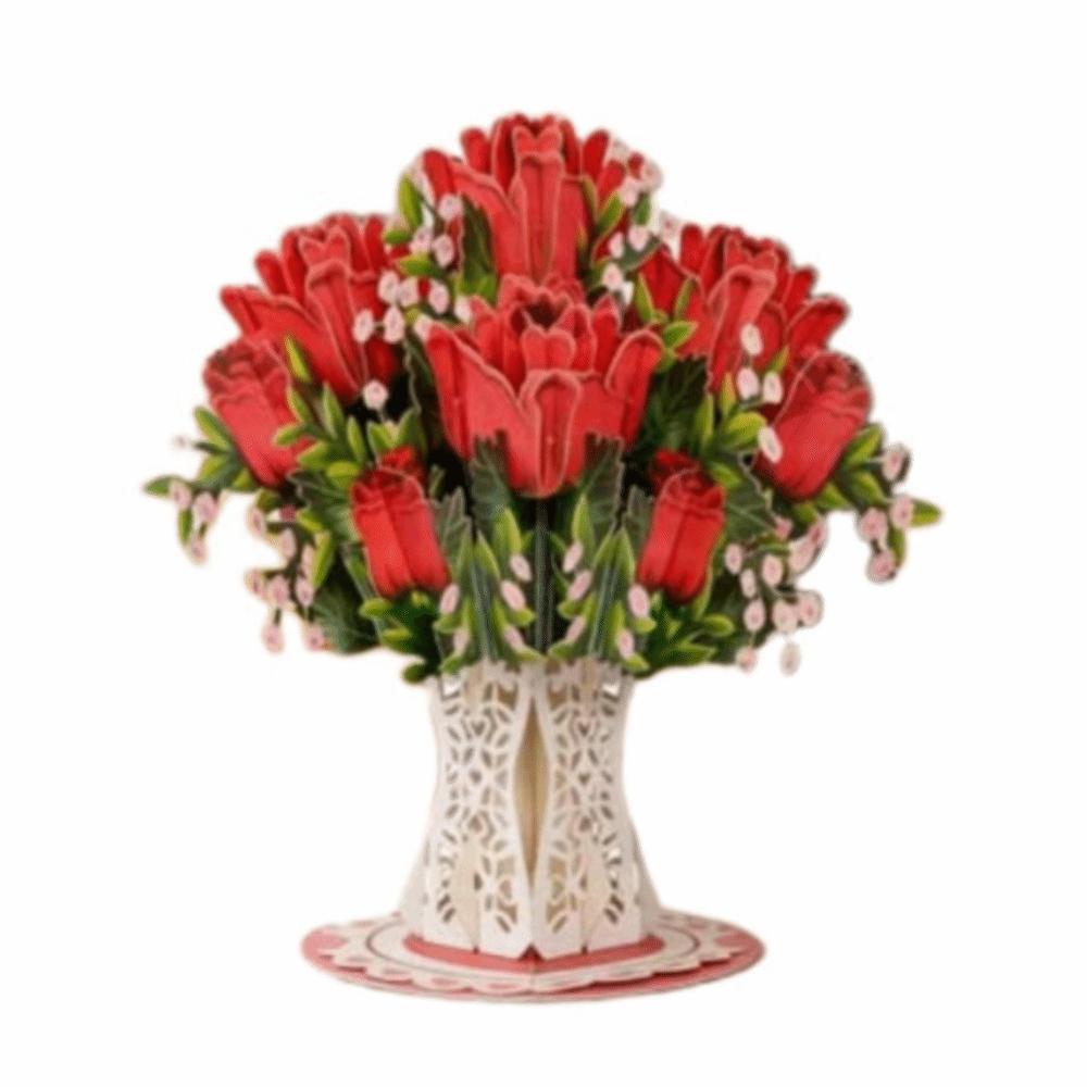 Lavender 3D Pop Up Flower Bouquet Card Romantic Wedding Blessing Card  Mothers Day