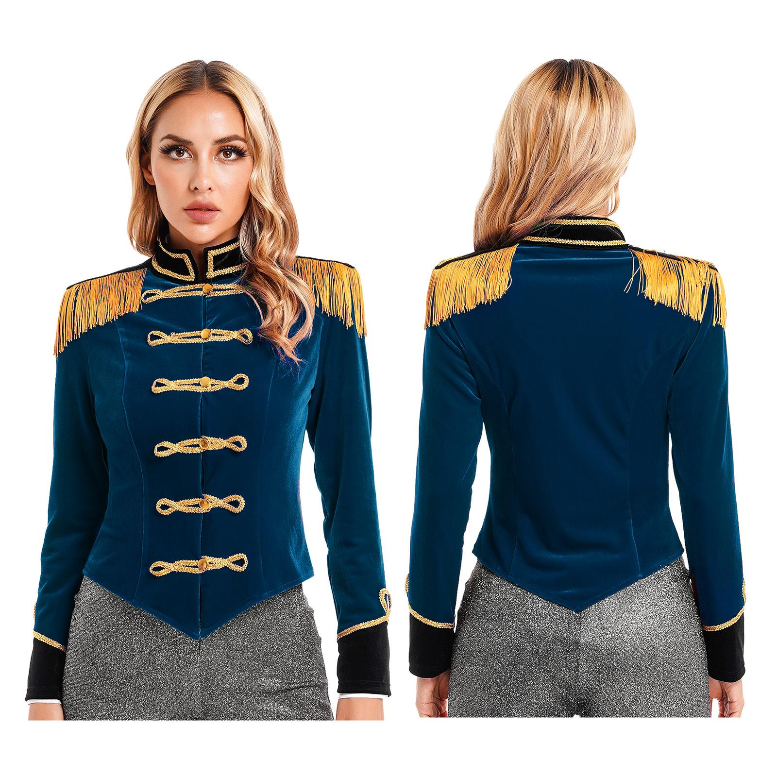 Dames Cirkus Ringmeester Kostuum Showman Majorette Kwast Staartjas Jas Halloween Carnaval Leeuwentemmer Cosplay Kostuums S donkerblauwe kleur