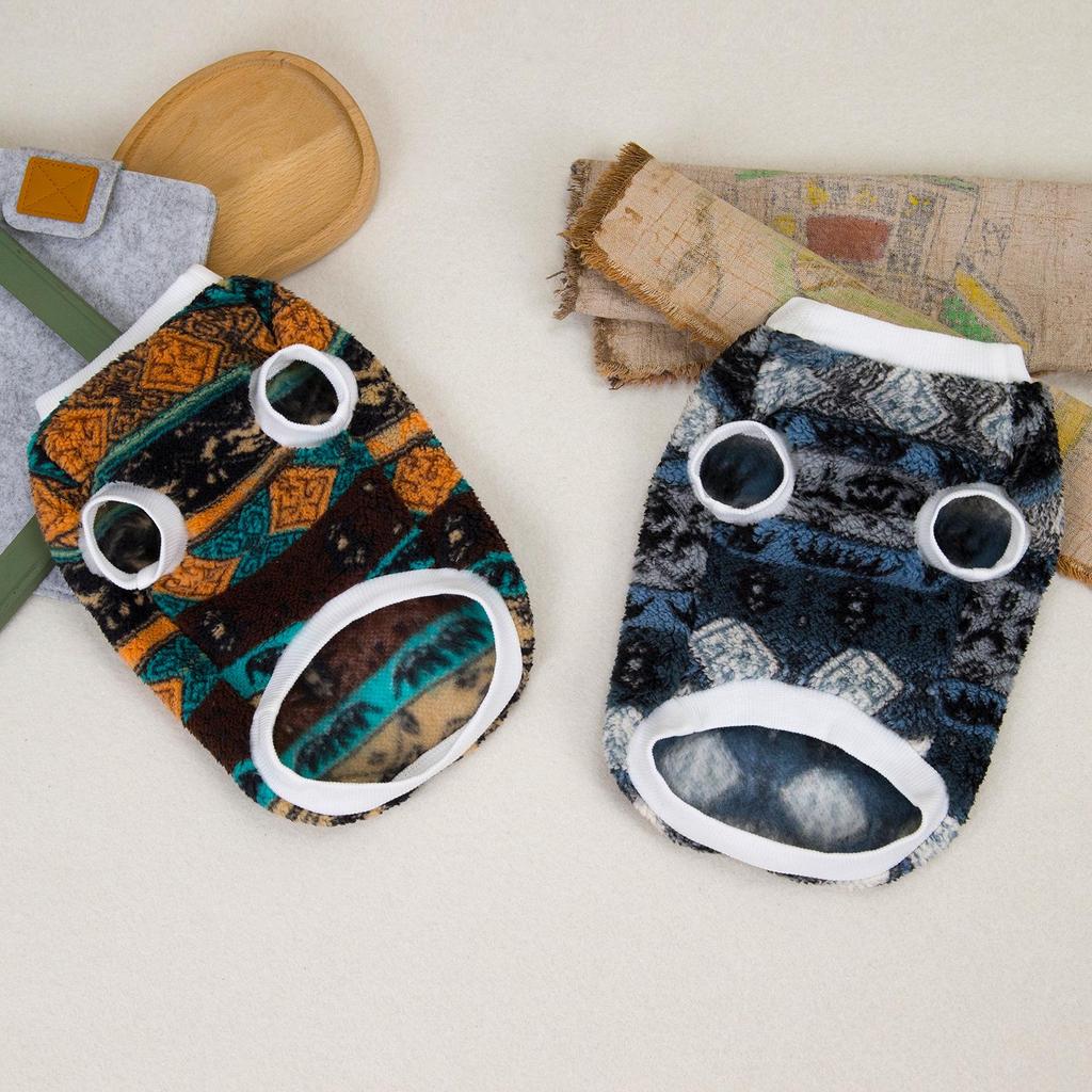 Nordic Style Fleece Pet Clothes: Cozy Autumn/Winter Wear for Cats & Small Dogs Like Bichon and Teddy.