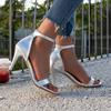 Women's Stiletto Sandals Summer New Round Head Open Toe Line Bag with Anti-slip Wear-resistant High Heels
