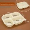 Degradable Corn Starch 4-Compartment Lunch Box with Lid