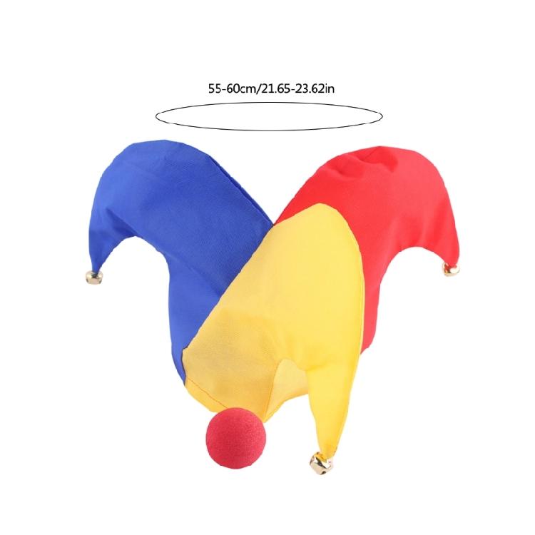 Halloween Jester Costumes Clown Courts Jester Hat Clown Nose Mardi Gras Jester Hat for Masquerades Carnivals Cosplay