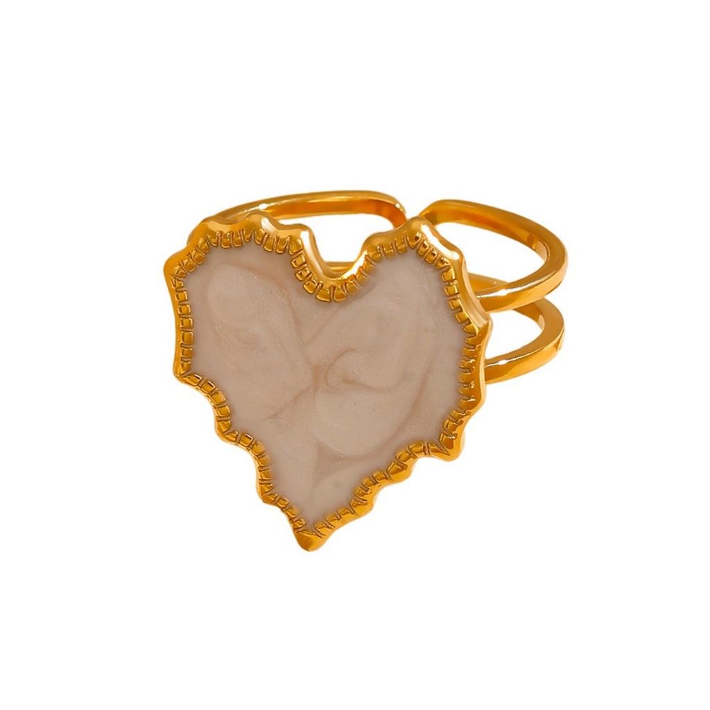 Stylish Valentine's Day 18K Gold Plated 304 Stainless Steel Open Adjustable Heart Rings For Women Gift 16.9mm(US Size 6.5)