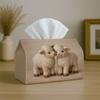 2D Flat 1pc Cute Cartoon Animal Decorative Lamb Pair Soft White Tissue Box with Storage Organizer for Home, Kitchen, Car, Spill-Resistant& Easy-Clean 