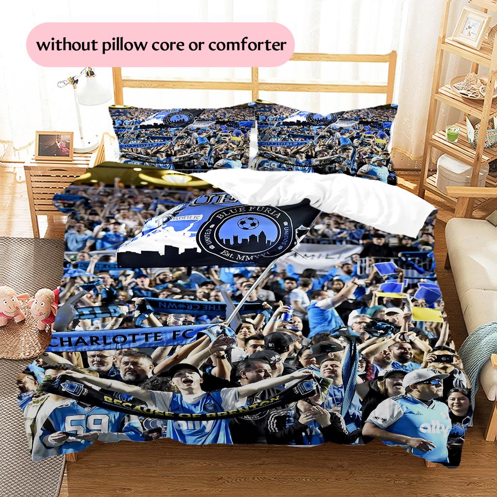 Charlotte FC Pattern Bedding Home Decoration Birthday Gift (1 * duvet cover + 2 * pillowcase, without core)