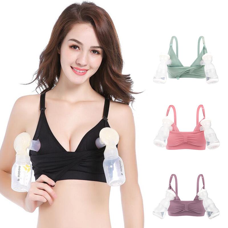 Hands-free Maternity Bra Wire-free Nursing Bra Breast Pump Front-opening Bra