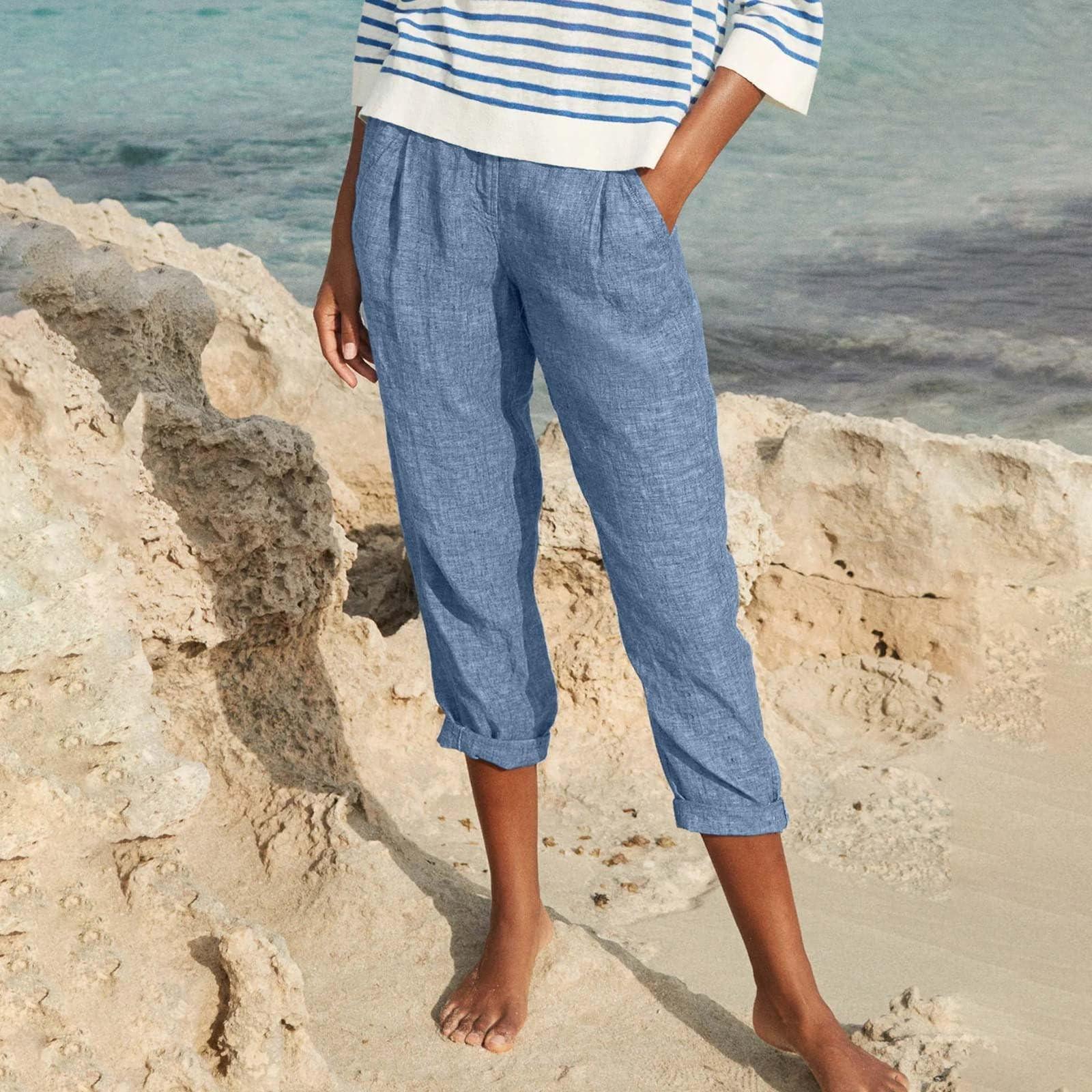 

Женские летние повседневные свободные брюки 7 с карманами S