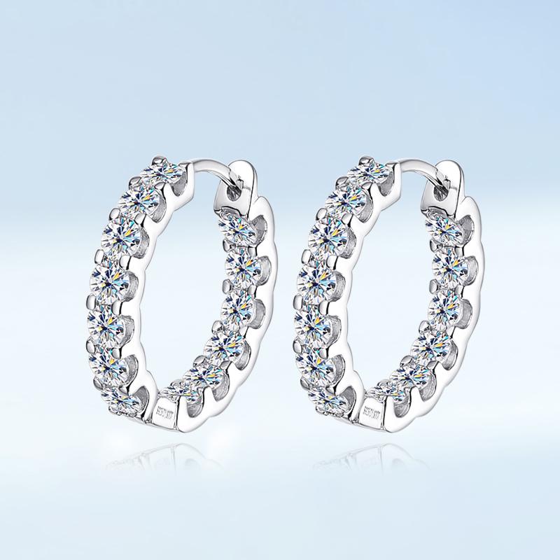 EWYA Luxury Moissanite Hoop Earrings 2.6 Carat D Color S925 Silver Earring For Women Party Fine Jewelry Christmas Gift