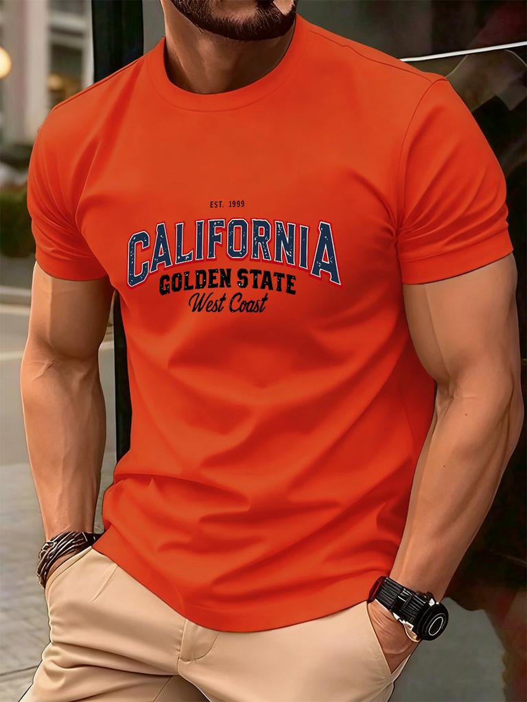 California Golden State Printing Mens TShirt Cotton Summer ONeck Short Sleeve Tops Oversized Soft T Shirt Casual Male Clothes