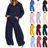 Unisex Lockere Passform Reißverschluss Hoodie mit und Weiter Bein Jogginghose 2-teiliges Trainingsanzug Set Farbe Sportbekleidung