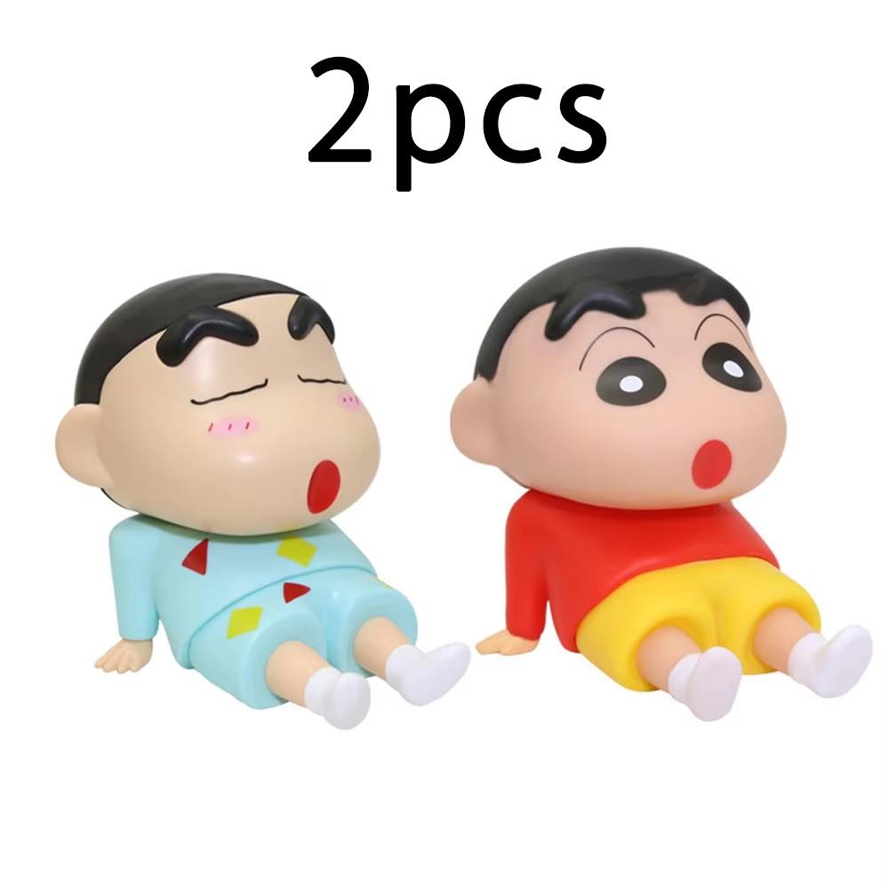 Kawaii Crayon Shin-Chan Figures Phone Holder Anime Desktop Ornaments Cartoon Watching TV Phone Support Cute Doll Decorations