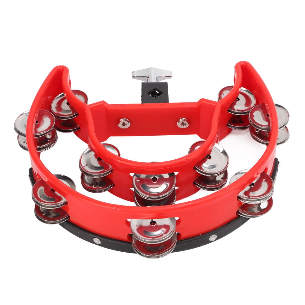 Hand Tambourine Double Row Metal Jingles Handheld Percussion Drum Instrument for Kids