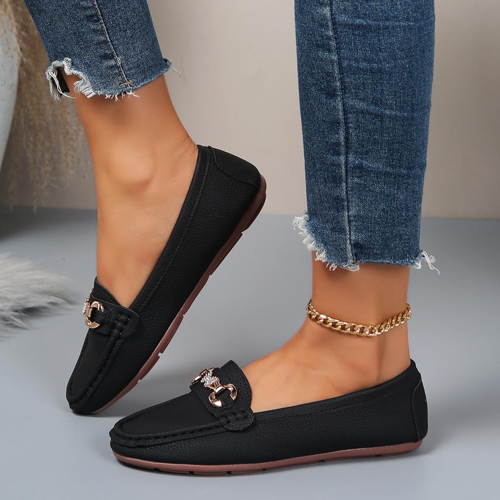 Fashion Women's Casual Coat Metal Chain Decorative Flat Shoes 2025 Spring and Autumn New Fashion Comfortable Low-cut Shoes Zapatos Mujer