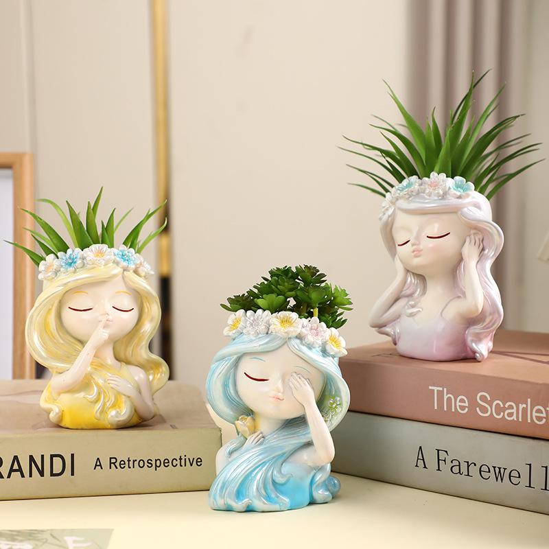 Girl's Flower Simulation Bonsai for Home and Office Decor