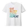Digital Pencil Drawing Eat Sleep Repeat Watercolor Comfortable Summer T Shirt for Unisex with Fashionable Print Vintage Washed