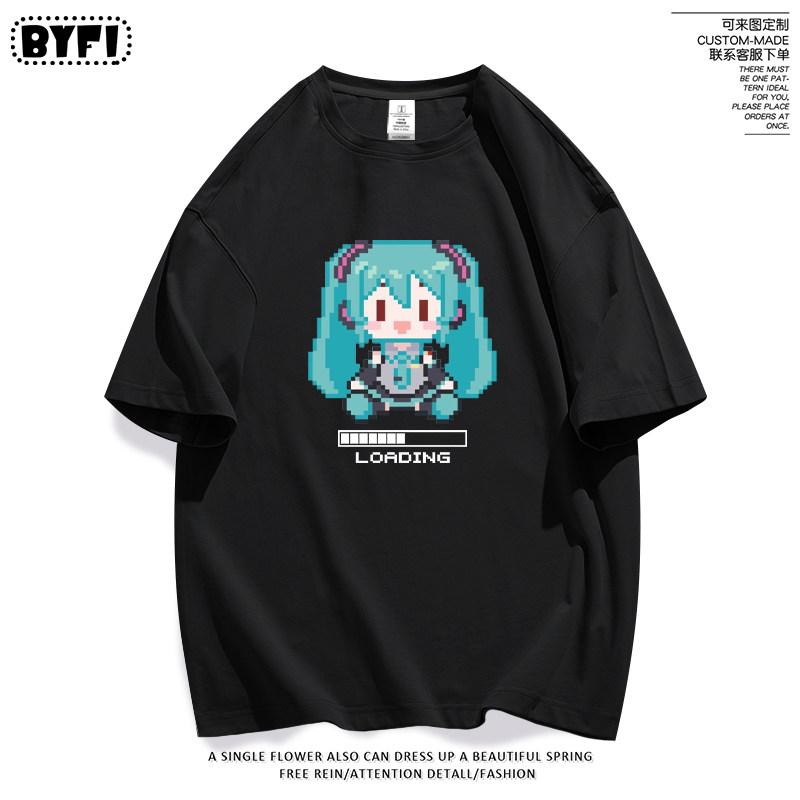 Hatsune Miku Miku Pixel Short Sleeve Adult Children's T-shirt Loose Half Sleeve Anime Creative Clothes