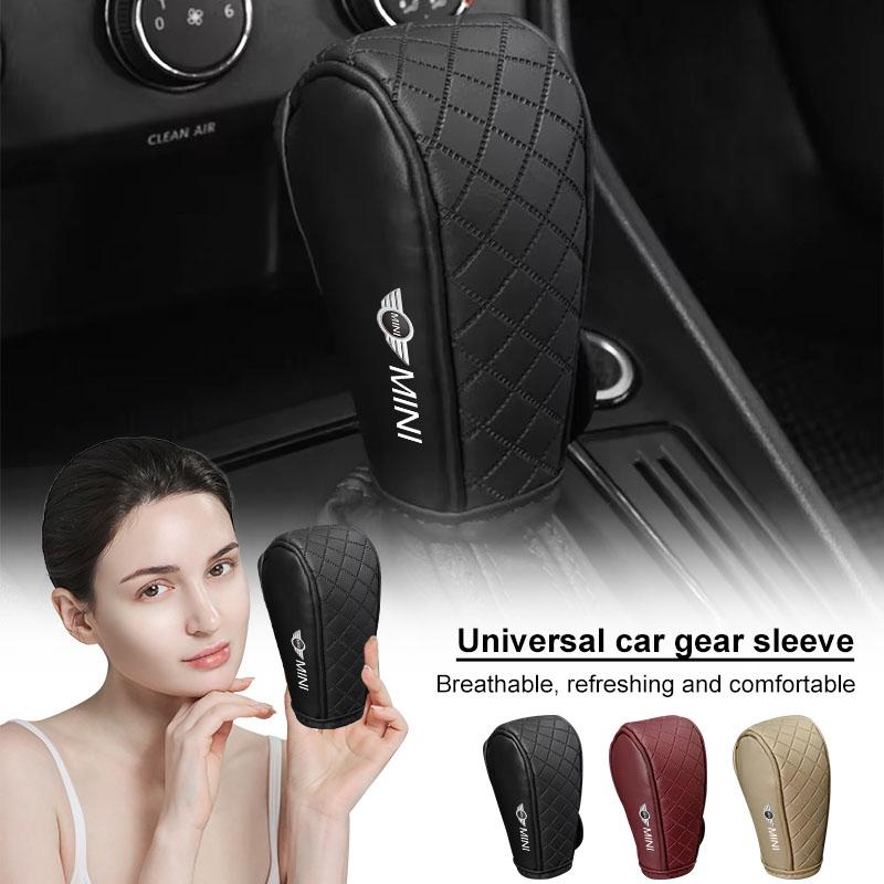 Car Gear Shift Cover PU Leather Shift Lever Cover Gearbox Shifter Knob Protective For BMW Mini Cooper F54 F55 F56 R56 R60 SONE Roadster Clubman Coupe