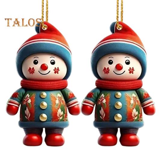 1 Pair Cartoon Figures Pendant Easy To Hang Acrylic Christmas Ornaments Colorful Reusable Hanging Pendant for Festive Home Decor Xmas Tree