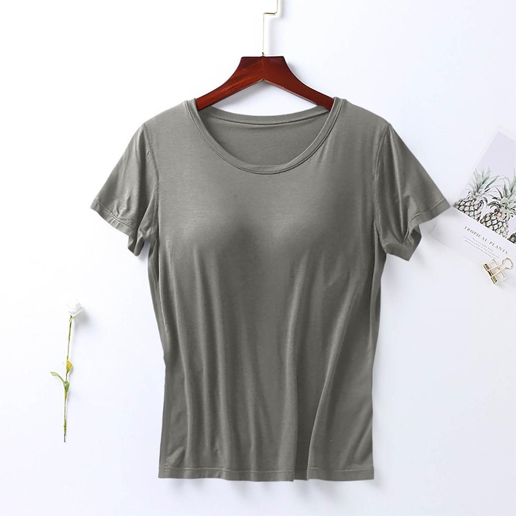Women's Camisole Short Sleeve Top Summer One-piece Non-Steel Ring With Chest Pad Top