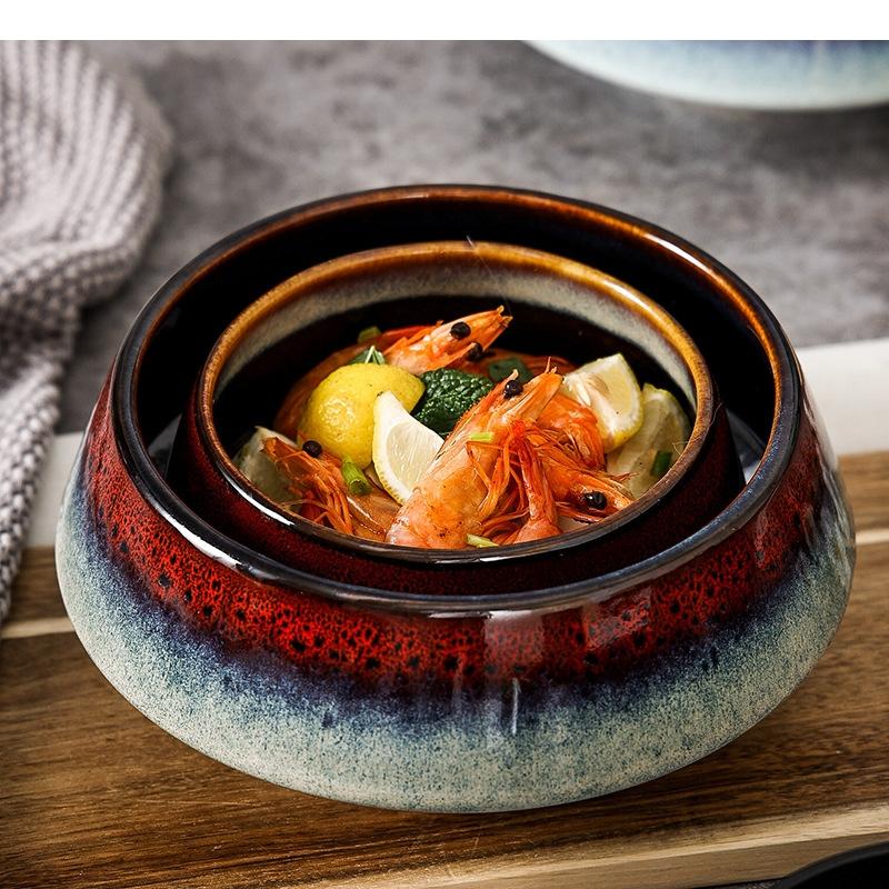 Japanese Retro Ramen Bowl Household Salad Rice Soup Restaurant Food Decoration Ceramic Kitchen Tableware
