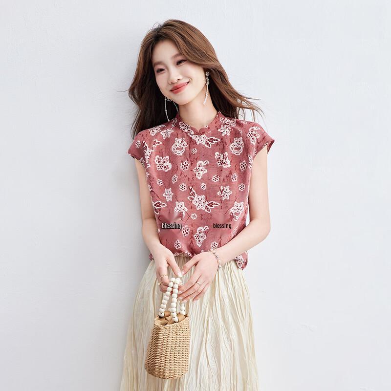 Srcr Women s 100% Mulberry Silk Tie-Dye Short-Sleeve T-Shirt 2XL