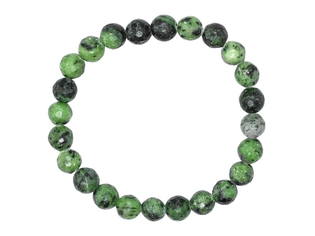 Ruby Zoisite Bracelet for Women Men with Healing Crystal and Reiki Stone - Beautiful Gemstone Faceted Beaded Bracelet for Balance, Harmony & Posi