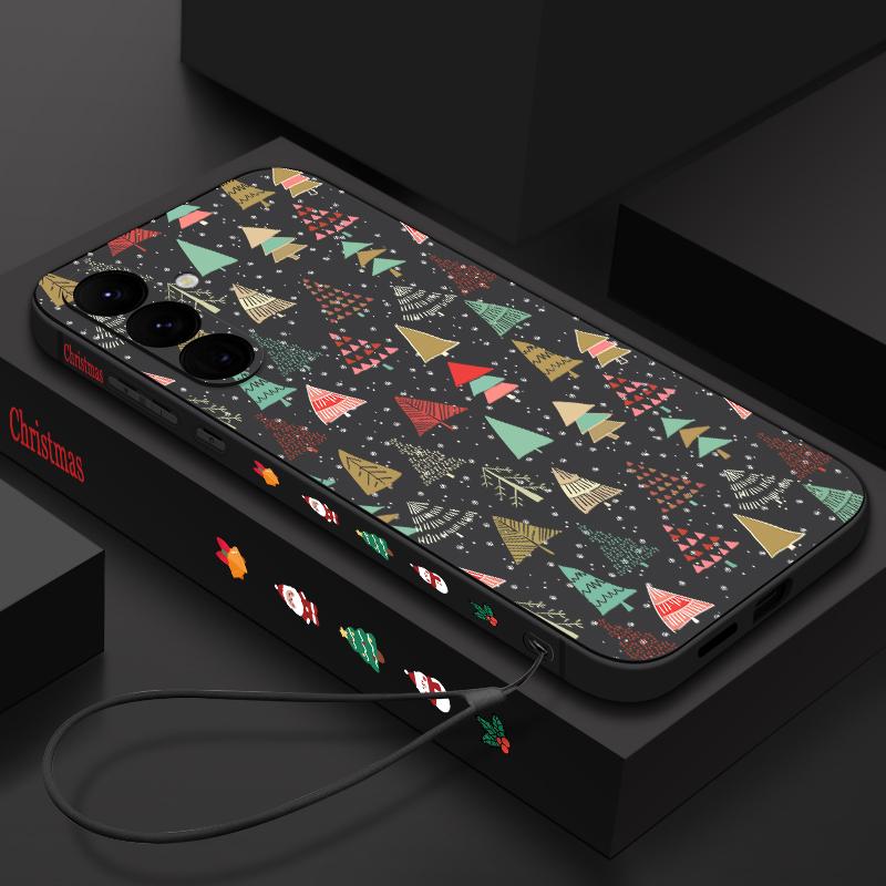 Christmas Phone Case For Samsung Galaxy A56 A17 A26 A16 A36 A55 A54 A53 A15 S24 S25 FE S25 S22 S23 Ultra Shockproof Lanyard Cover