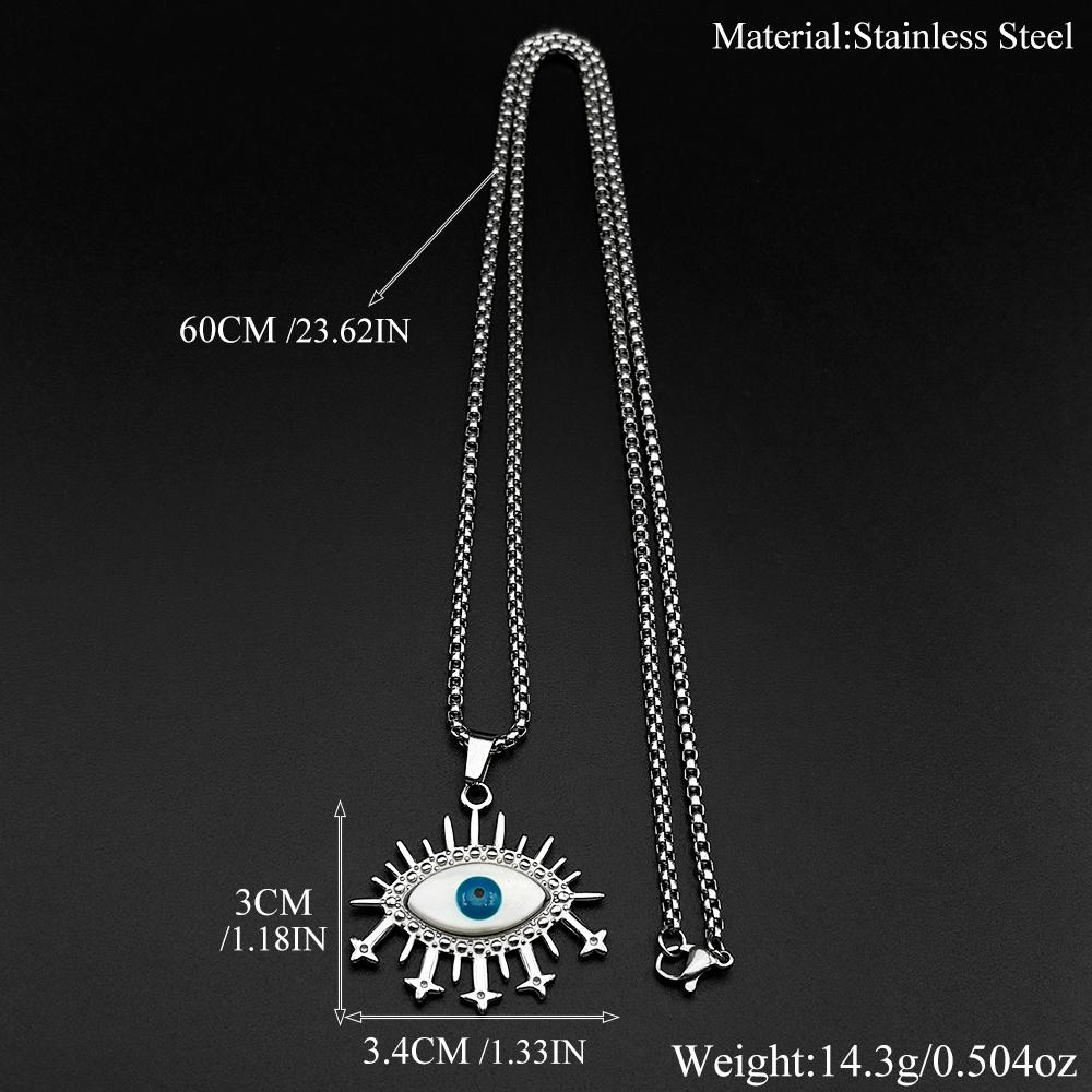 Vintage Evil Demon Eye Pendant Necklace For Women Men Stainless Steel Gold Color Lucky Amulet Devil Blue Eyes Chain Jewelry Gift