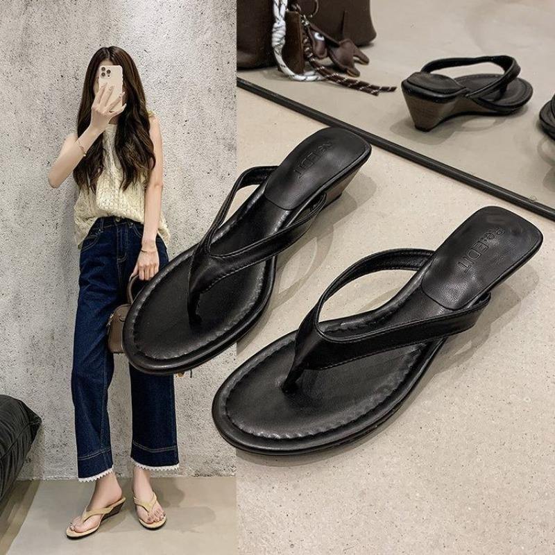 Fashion New Style Fashion Round Clip Toe Thin Low Heels Women Slippers Outdoor Casual Sandals Summer Flip Flops Shoes Zapatos Mujer