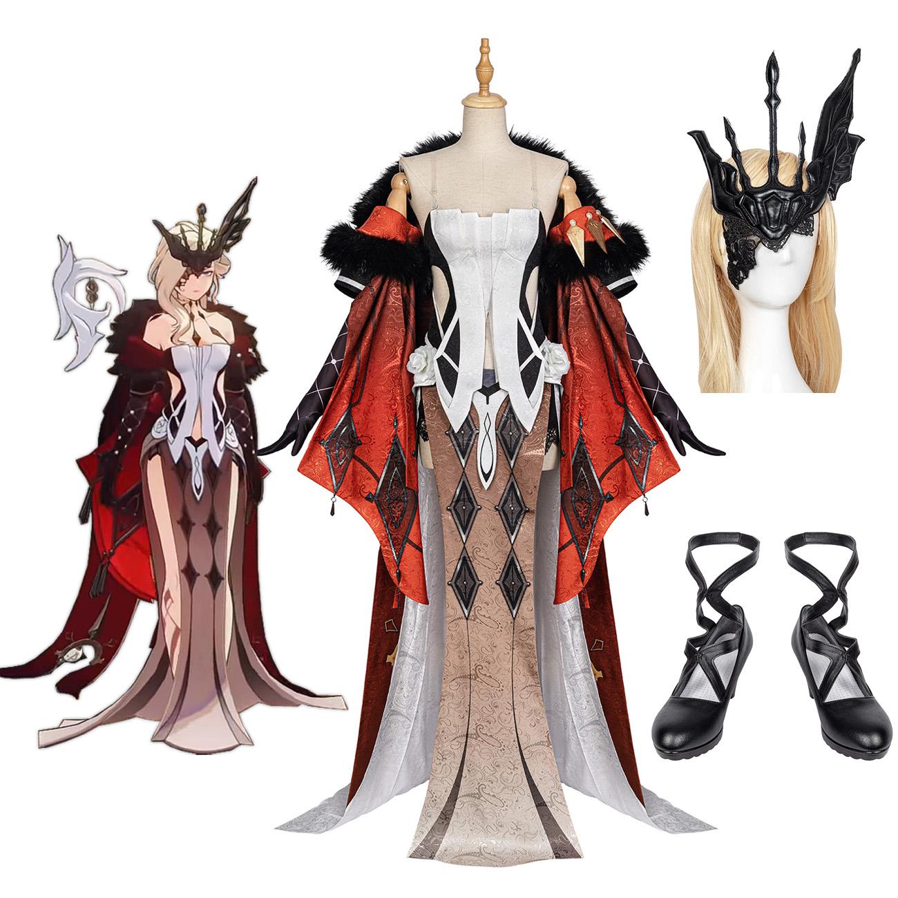 

Signora The Fair Lady Cosplay Costume Signora Dress Coat Mask Shoes Full Set Custom Made L-(Suit+Wig)